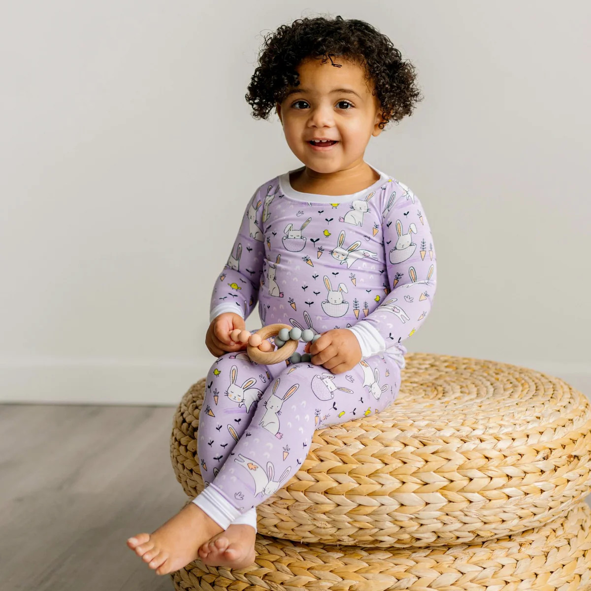 Lavender Bunnies Two-Piece Bamboo Viscose Pajama Set | Little Sleepies
