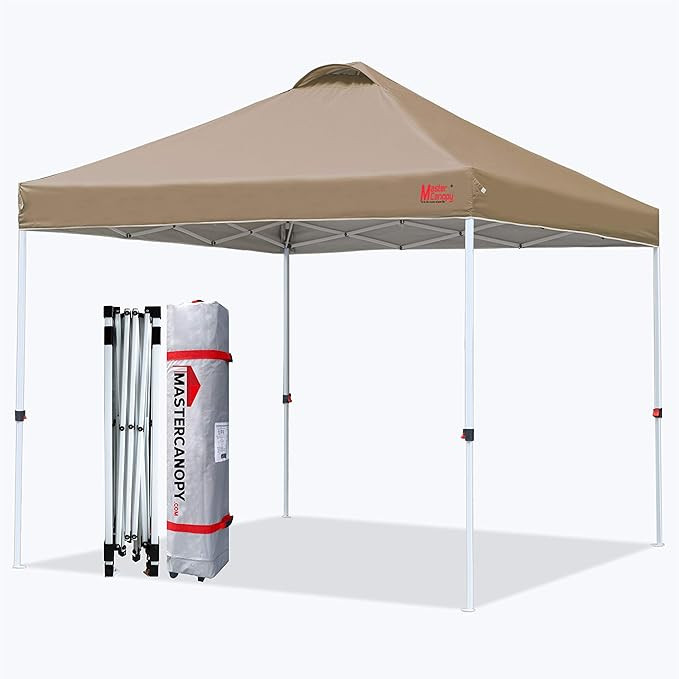 MASTERCANOPY Durable Ez Pop-up Canopy Tent with Roller Bag (10x10, Khaki) | Amazon (US)