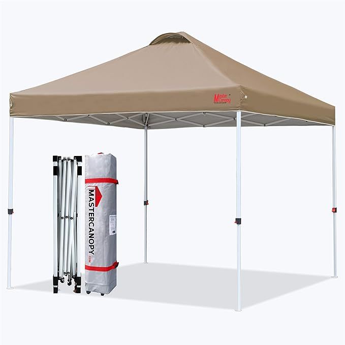 MASTERCANOPY Durable Ez Pop-up Canopy Tent with Roller Bag (10x10, Khaki) | Amazon (US)
