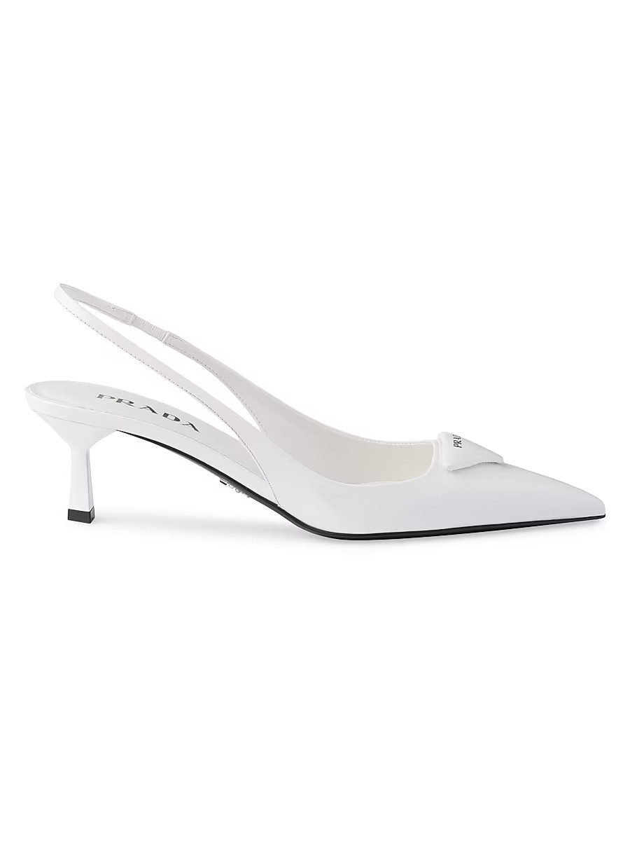 Women's Patent Leather 55MM Slingback Pumps - White - Size 8.5 | Saks Fifth Avenue