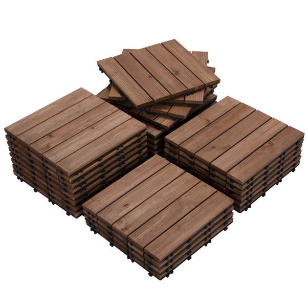 12" x 12" Wood Interlocking Deck Tile | Wayfair North America