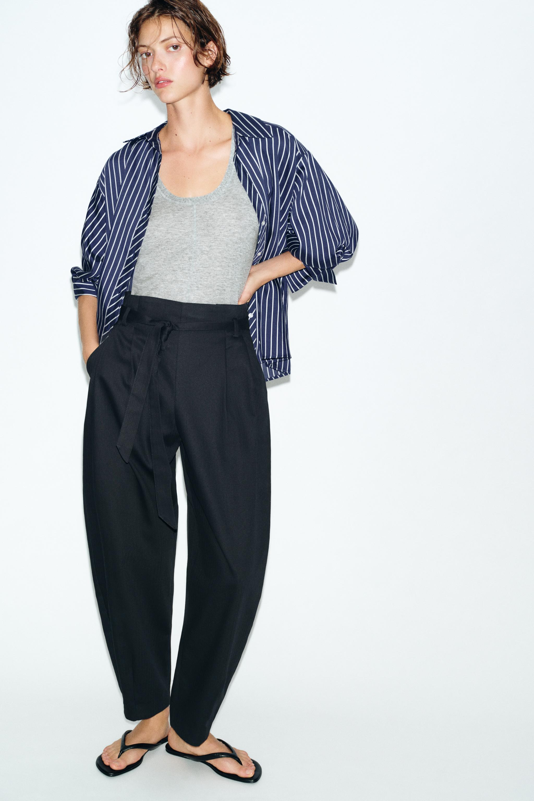 BELTED PAPERBAG PANTS | Zara US