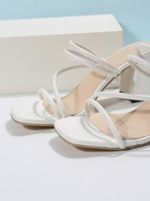 Women Thin Strap Chunky Heeled Mule Sandals, Elegant Summer Heeled Sandals | SHEIN