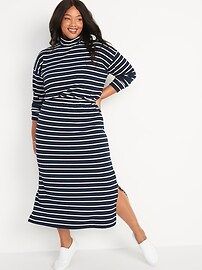 Long-Sleeve Waist-Defined Ribbed Striped Midi Sweater Dress for Women | Old Navy (US)