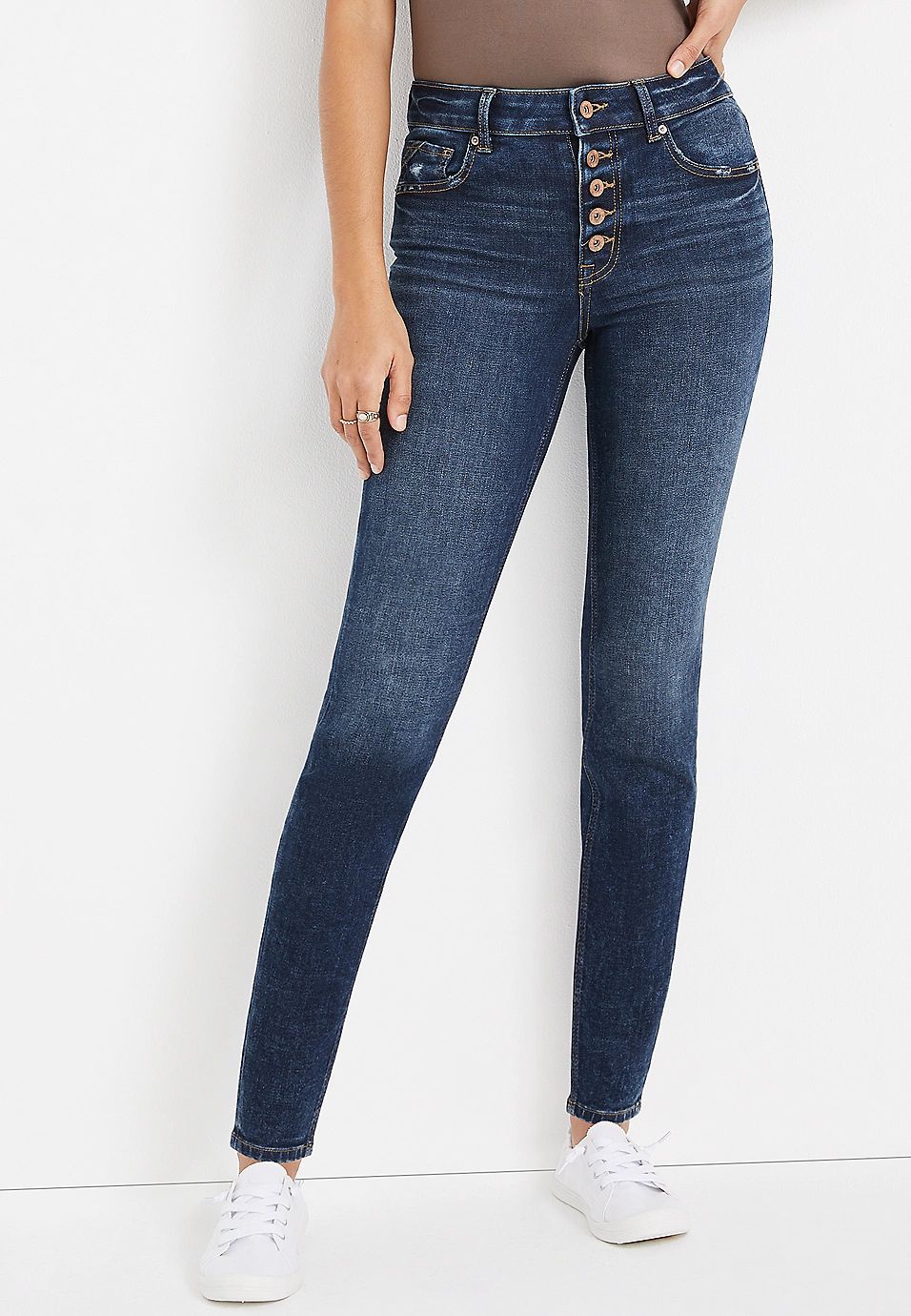 edgely™ Super Skinny High Rise Button Fly Jean | Maurices