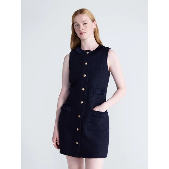 Free Assembly Women's and Women's Plus Sleeveless Button Front Combo Shift Dress, Sizes XS-4X | Walmart (US)