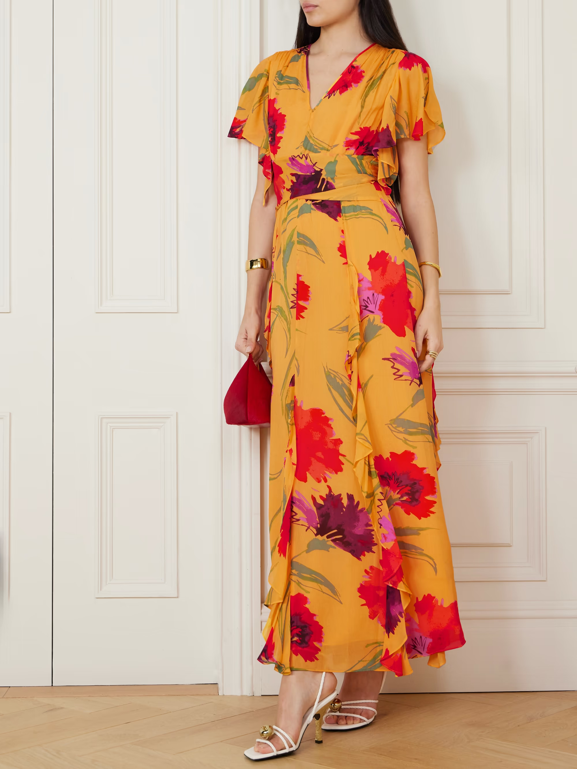 Bleuet ruffled floral-print crepe de chine midi dress | NET-A-PORTER (US)