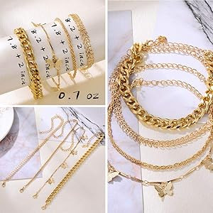 IFKM 6 PACK (24 PCS) Boho Gold Chain Bracelets Set for Women Girls, 14K Gold Plated Multiple Laye... | Amazon (US)