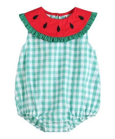 Green Gingham Watermelon Bubble Bodysuit - Infant & Toddler | Zulily