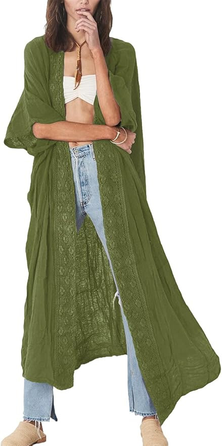 Bsubseach Embroidery Bathing Suit Cover Ups for Women Half Sleeve Beach Kimono Swimsuit Coverup | Amazon (US)