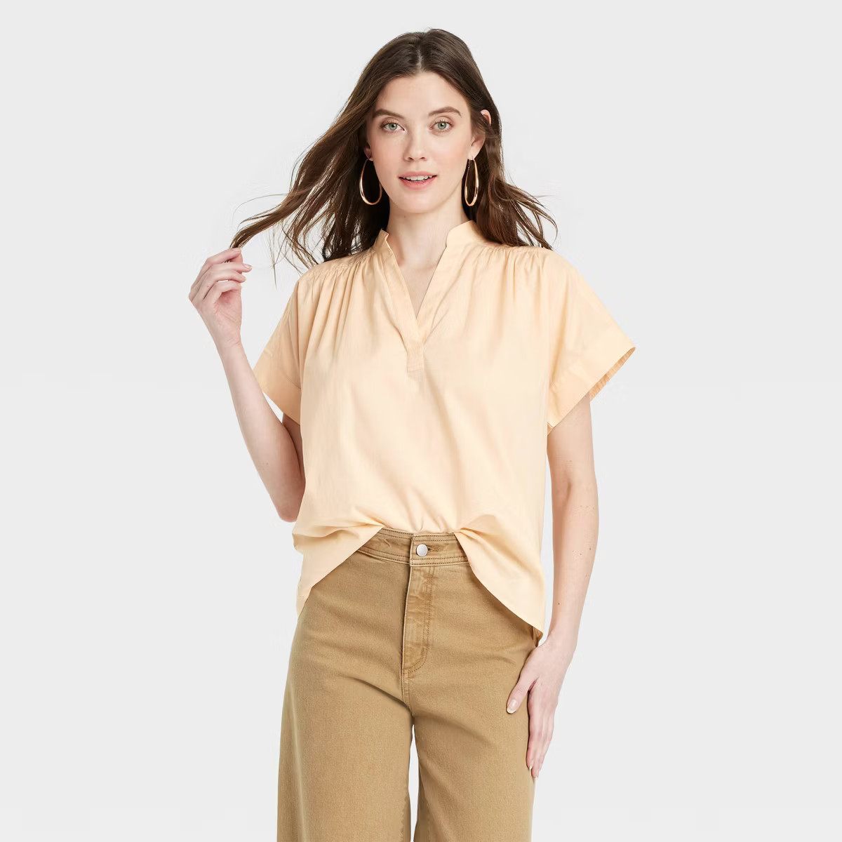 Women's Short Sleeve Flowy Popover Blouse - Universal Thread™ | Target