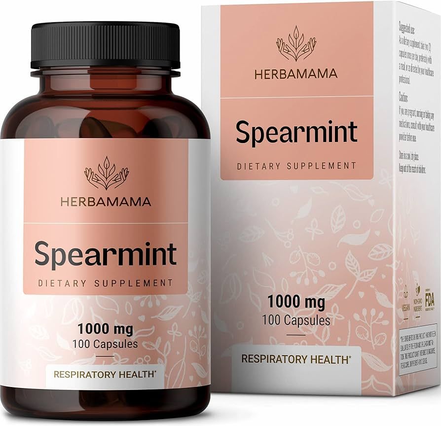 Spearmint 100 Capsules - 1000 mg - Organic Mentha Spicata Dietary Daily Supplement - Natural Supp... | Amazon (US)