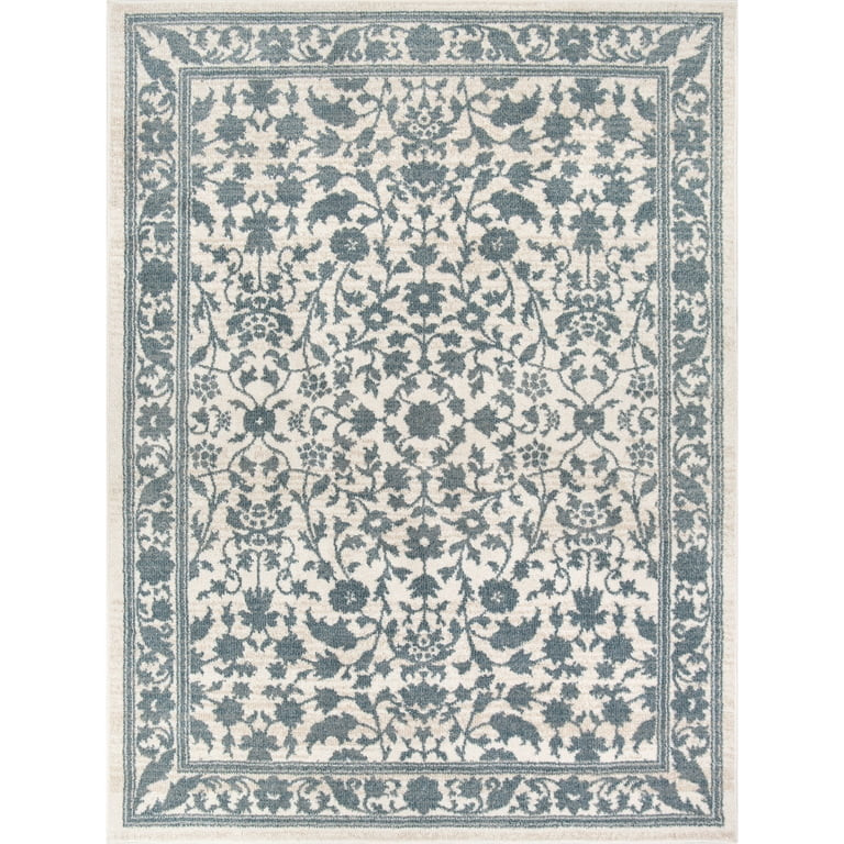 My Texas House Estelle 5'3" x 7' White Blue Floral Indoor Area Rug - Walmart.com | Walmart (US)