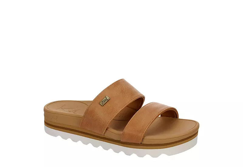 Reef Womens Banded Horizon Hi Slide Sandal - Tan | Rack Room Shoes