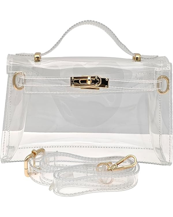 Women's Transparent Clear Square Bag Jelly Handbags Purse Clutch Saddle Crossbody Shoulder Versat... | Amazon (US)