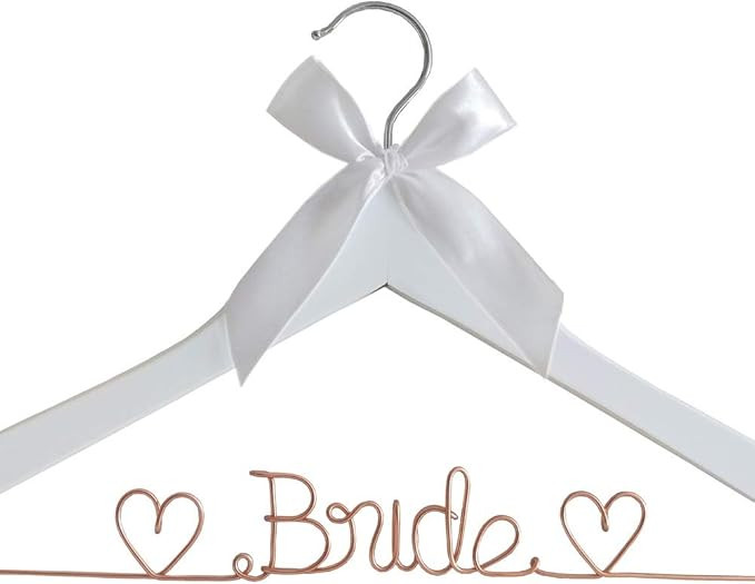 The Bride's Wedding Gift, Wooden Wedding Dress Gown Hanging Wire Letter Hanger (White and Champag... | Amazon (US)