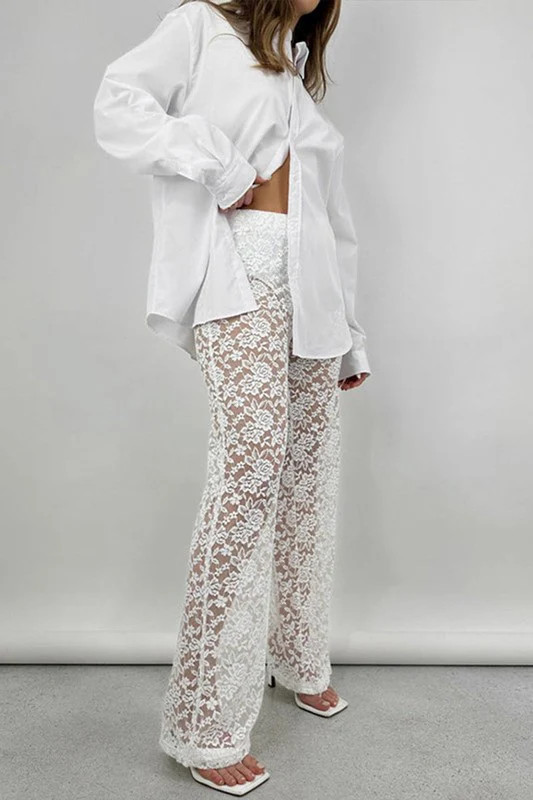 NEW!! Lace Pants in White | Glitzy Bella