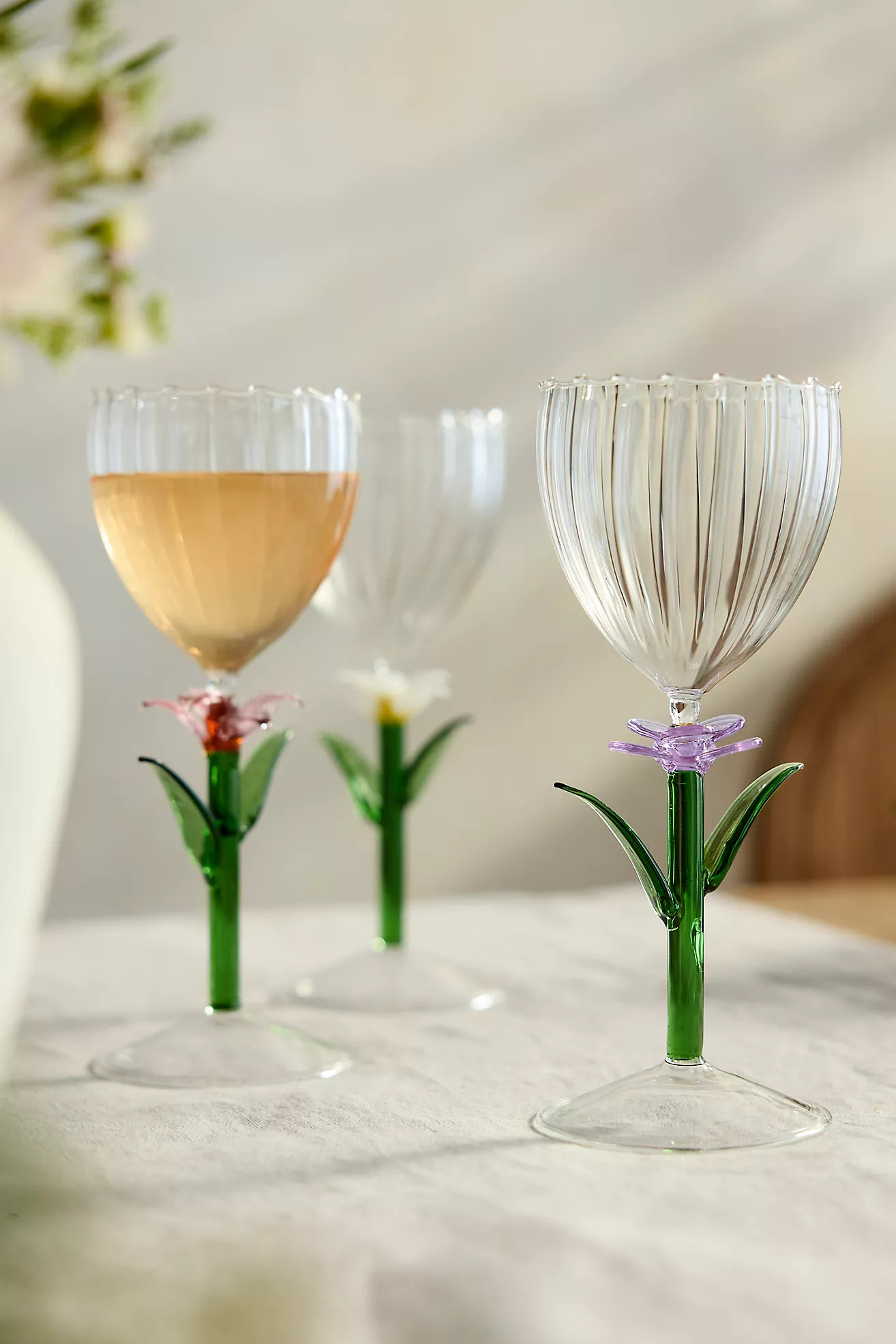 Floral Stem Wine Glass | Anthropologie (US)