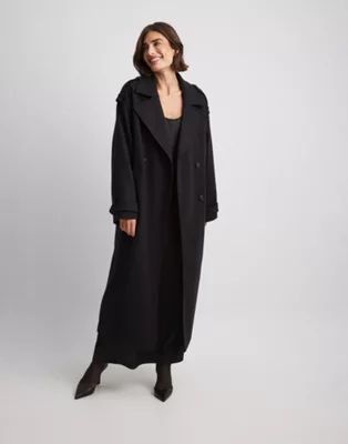 NA-KD oversized trench coat in black | ASOS | ASOS (Global)