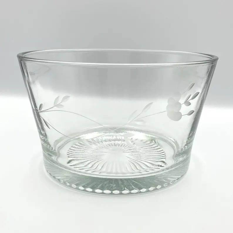 Vintage 1960s Princess House Heritage Floral Clear Glass Bowl Ice Bucket 7" - Etsy | Etsy (US)