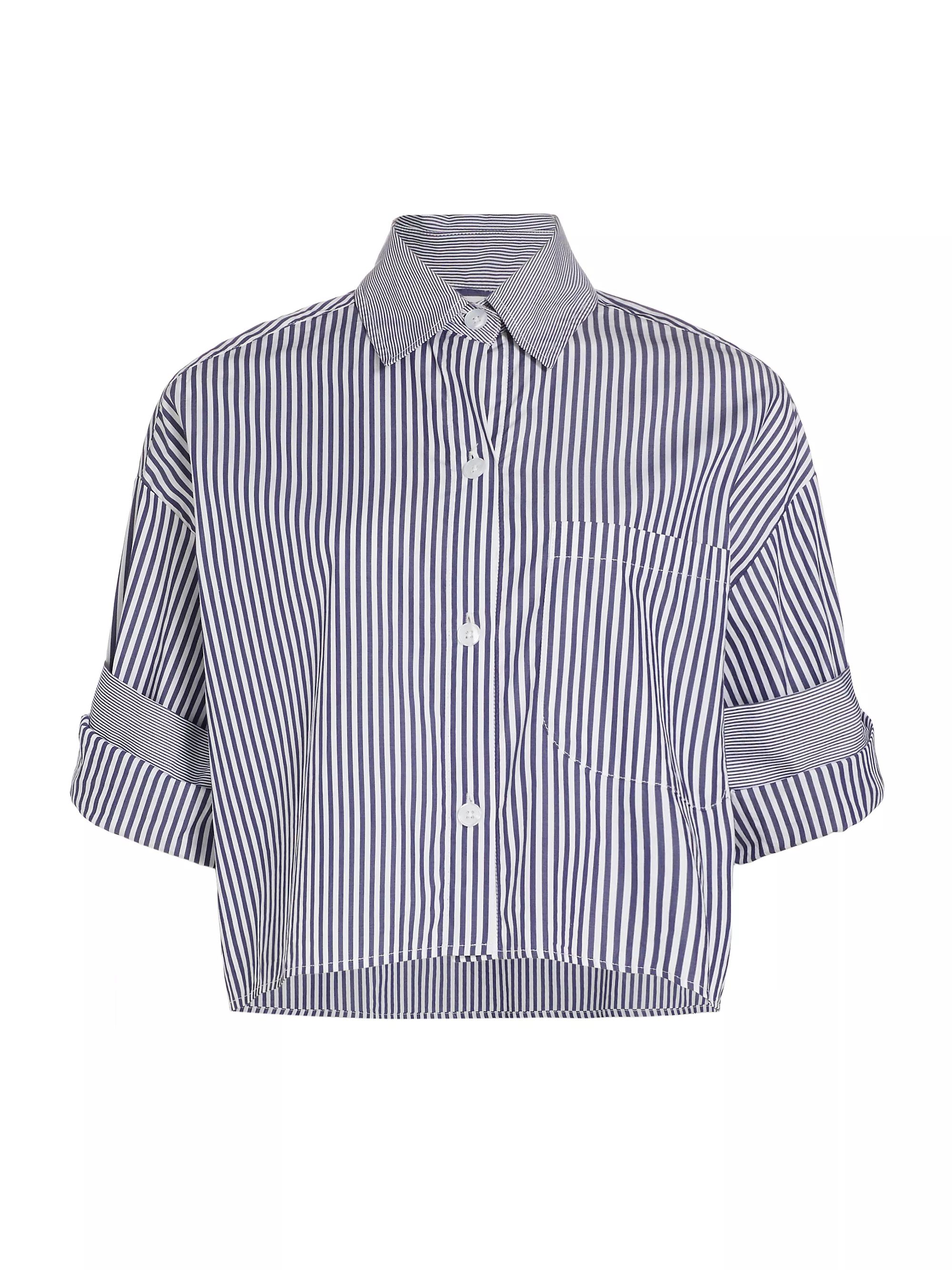 Next Ex Striped Cotton Crop Shirt | Saks Fifth Avenue