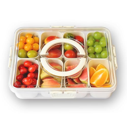 solkeys Snackle Box Container, Divided Serving Tray with Lid and Handle, Snack Tray with Lid Snackle Box Cnack Organizer for Candy, Fruits and Snacks in Travel, Picnic, Party | Amazon (US)