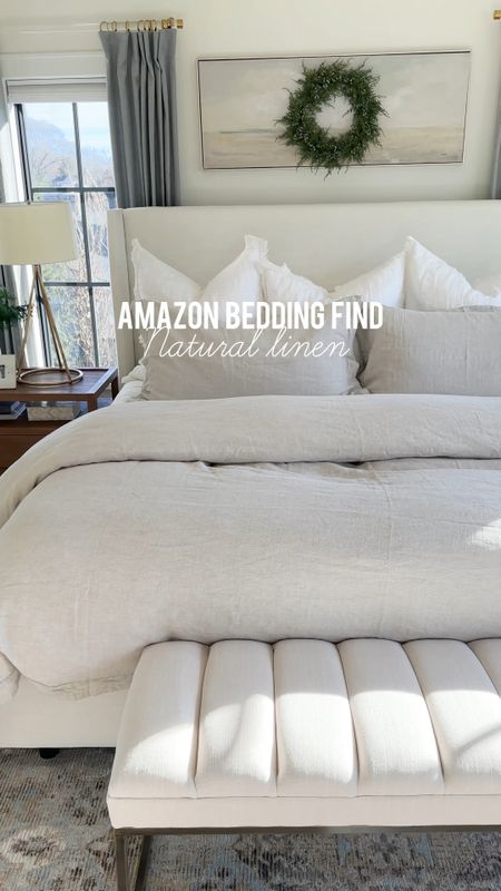 Amazon bedding find. Linen duvet set. Neutral layered bedding. Coastal bedroom design. Transitional modern bedroom design. Amazon area rug. Blue gray linen curtains.

#LTKsalealert #LTKVideo #LTKhome
