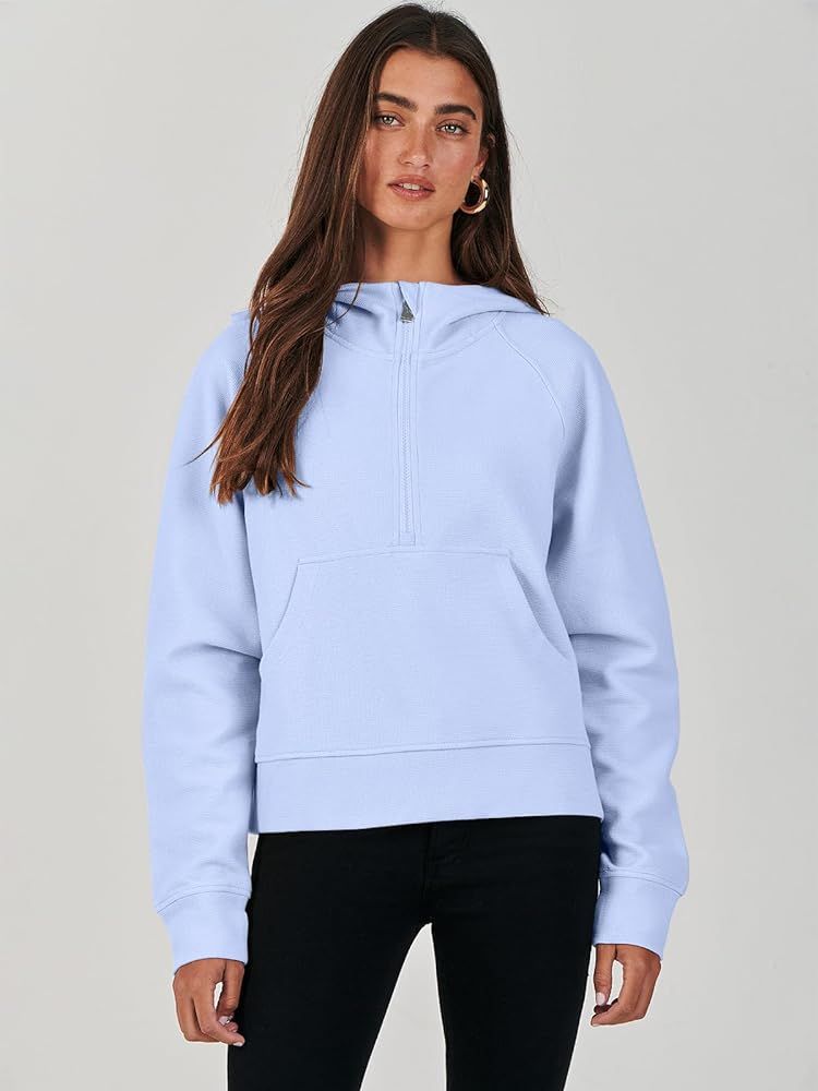 ANRABESS Half Zip Sweatshirts Cropped Hoodies Fleece Womens Quarter Zip Up Pullover Sweaters Fall... | Amazon (US)