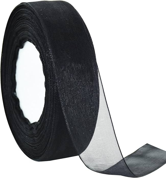 TONIFUL 1 Inch-50yds Black Sheer Chiffon Ribbons, Organza Ribbon for Wedding,Christmas,Valentine'... | Amazon (US)