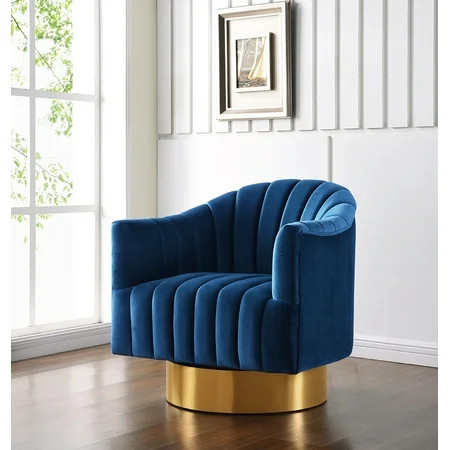 Navy Blue Velvet Chair With Gold Swivel Base | Walmart (US)