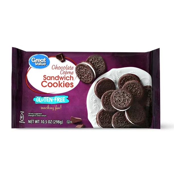 Great Value Gluten-Free Chocolate Creme Sandwich Cookies, 10.5 Oz - Walmart.com | Walmart (US)