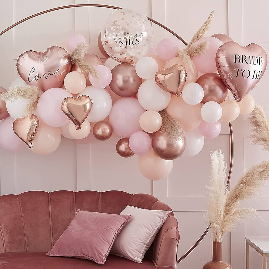 Ginger Ray Hen Do Party Rose Gold & Pink Foil & Confetti Balloons Arch Decoration - 80 Balloons | Amazon (UK)