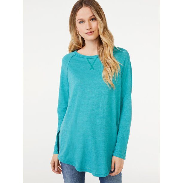 Scoop Women's Semi Sheer Snap Sleeve Tunic | Walmart (US)