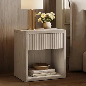 SICOTAS Night Stand Nightstand with Drawer Storage Fluted Bed Side Table End Table Large Modern W... | Amazon (US)