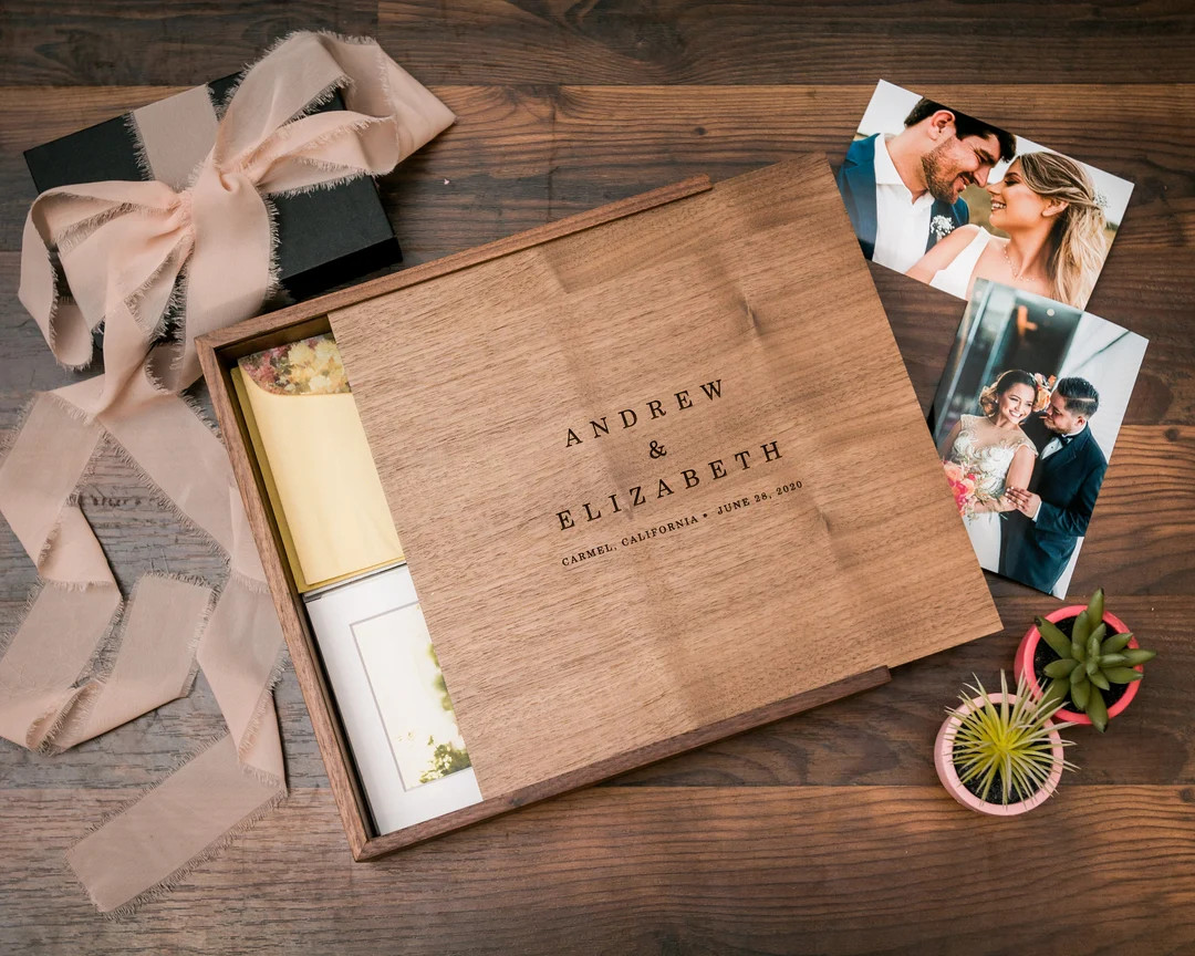 Wedding Memory Box - Custom Engraved Wood Storage Box for Photos Cards Keepsakes, Anniversary Bir... | Etsy (US)