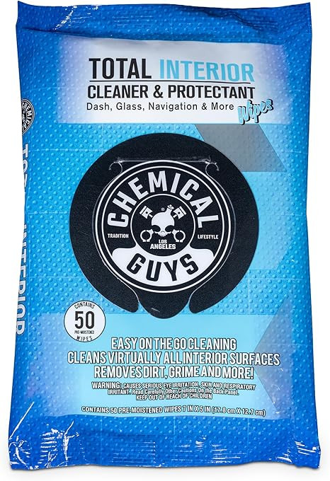 Chemical Guys Total Interior Cleaner & Protectant Wipes – 50 Pack Multi Surface Car Interior Cl... | Amazon (US)