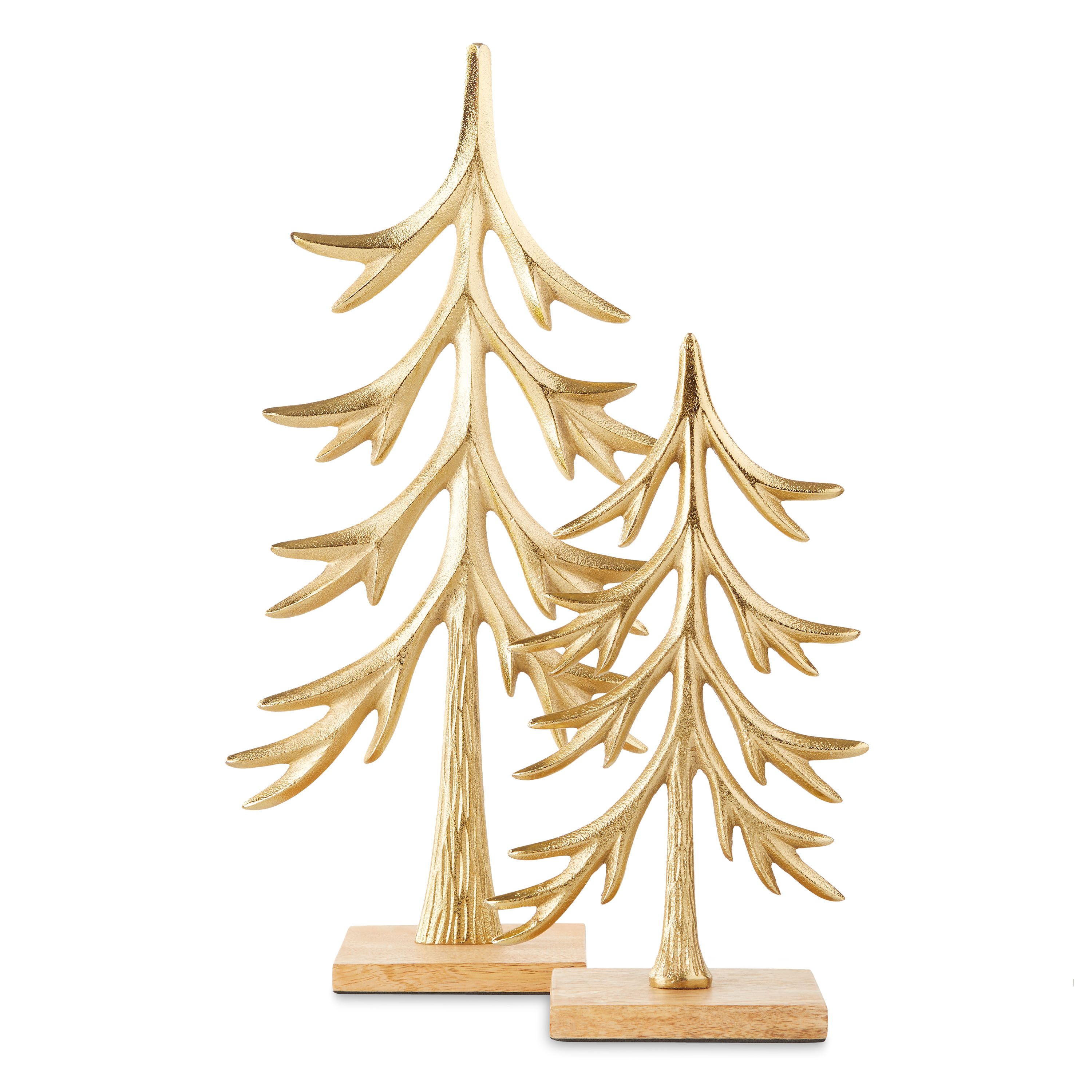 Holiday Time Gold Christmas Tree Tabletop Decoration, 2 Pack - Walmart.com | Walmart (US)