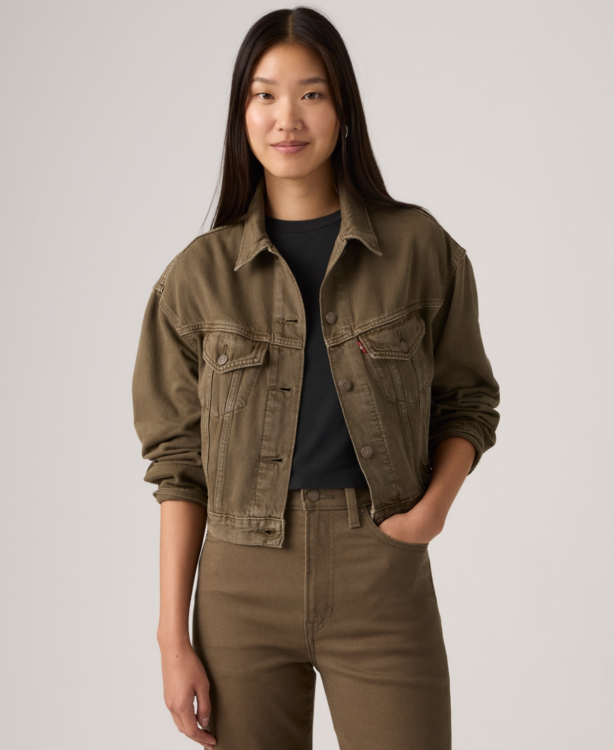 Levi's Women's Shrunken '90s Trucker Jacket - Washed Canteen Gd | Macy's