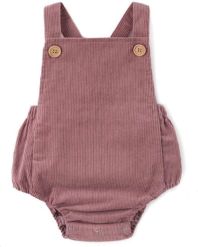 Simplee kids Unisex Baby Onesies Red Wine Linen Baby Boy Romper Corduroy Winter Sleeveless Outfit | Amazon (US)