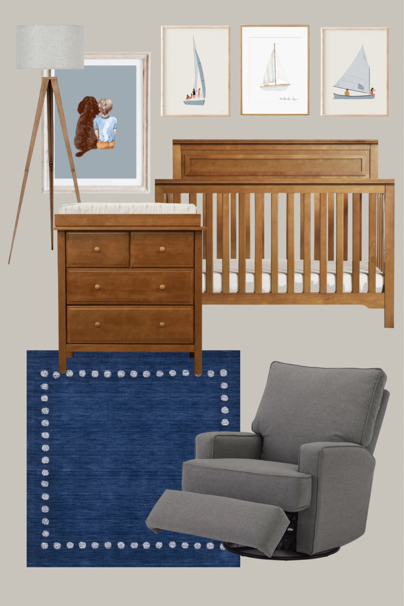 Baby boy nursery decor. Gender neutral nursery ideas. Baby girl nursery inspiration. Boy and dog wall decor. Dog painting. Dog nursery. Dog themed nursery. Dark wood nursery furniture. Dark wood dresser. Dark wood crib. Wood lamp. Wood standing lamp. Gingham curtains. Neutral curtains. Amazon home finds. Amazon furniture. Amazon baby furniture. Recliner for nursery. Cream nursery chair. Swivel rocker for nursery. Etsy finds for nursery. Etsy wall decor. Gold lamp. Blue rug. Nautical nursery. Sailboat nursery prints. Classic nursery for boy. Etsy wall decor for nursery.

Follow my shop @thecentsiblemom on the @shop.LTK app to shop this post and get my exclusive app-only content!

#liketkit #LTKkids #LTKbaby #LTKbump
@shop.ltk
https://liketk.it/43gln

#LTKbaby #LTKbump #LTKkids