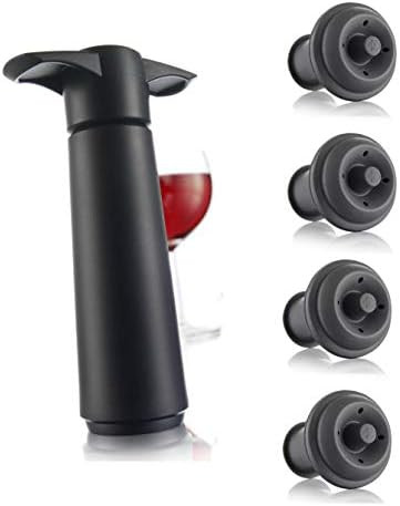 Vacu Vin Wine Saver Pump with 2 x Vacuum Bottle Stoppers - Black (Black Pump + 4 Stoppers) | Amazon (US)