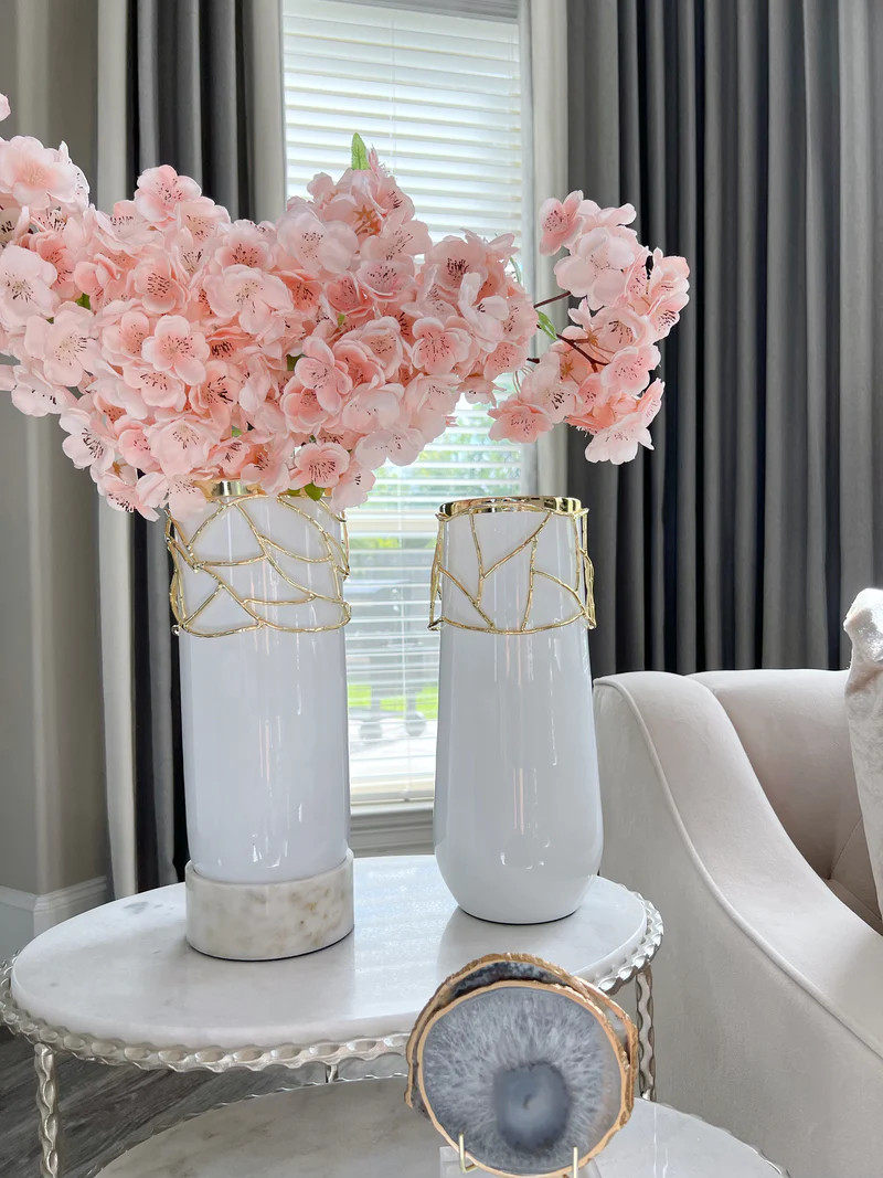 White Glass Vase with Mesh Design (2 Styles) "From Pops Of Color Home Collection" | Inspire Me! Home Decor