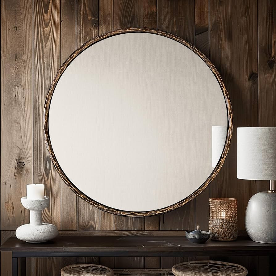 ANDY STAR Hand-Forged Bronze Round Bathroom Mirror, 36 Inch Antique Oil Rubbed Bronze Circular Mi... | Amazon (US)