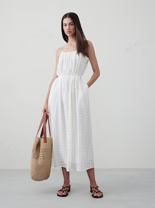 Jacquard Tie-Waist Maxi Dress | Banana Republic Factory