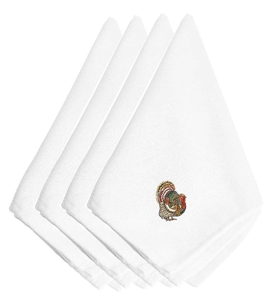 Caroline's Treasures EMBT3006NPKE Thanksgiving Turkey #2 Embroidered Napkins Set of 4 Napkin Clot... | Amazon (US)