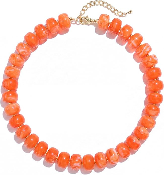 Badu Colorful Chunky Beaded Necklace for Women,Acrylic Bead Choker Statement Necklace Cute Trendy... | Amazon (US)
