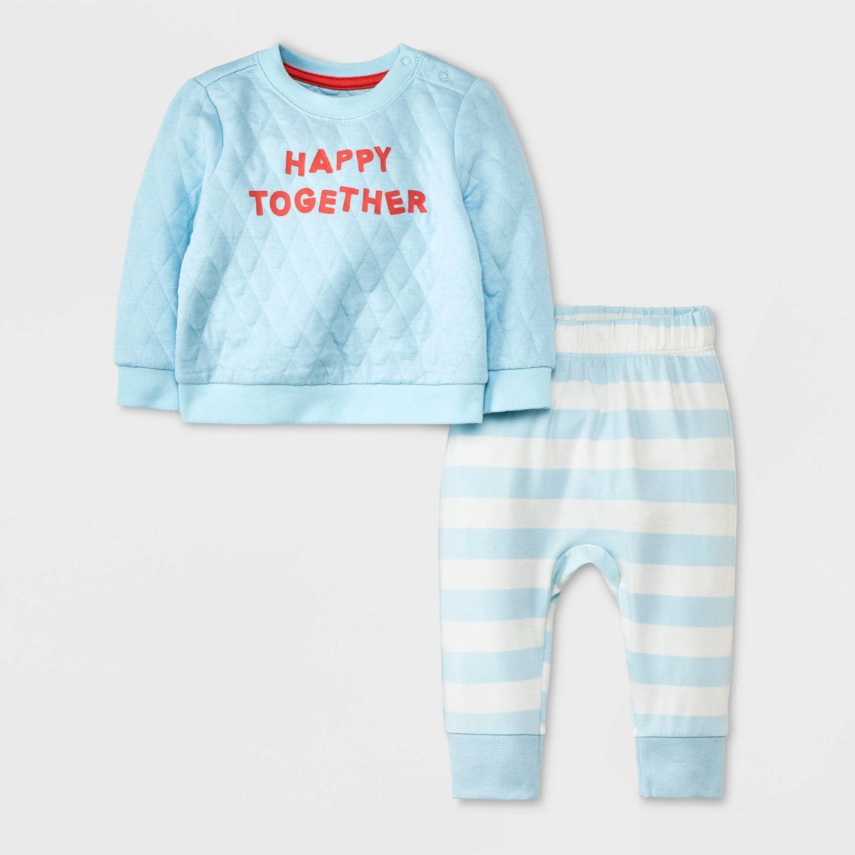 Baby 'Happy Together' Graphic Top & Bottom Set - Cat & Jack™ Blue | Target