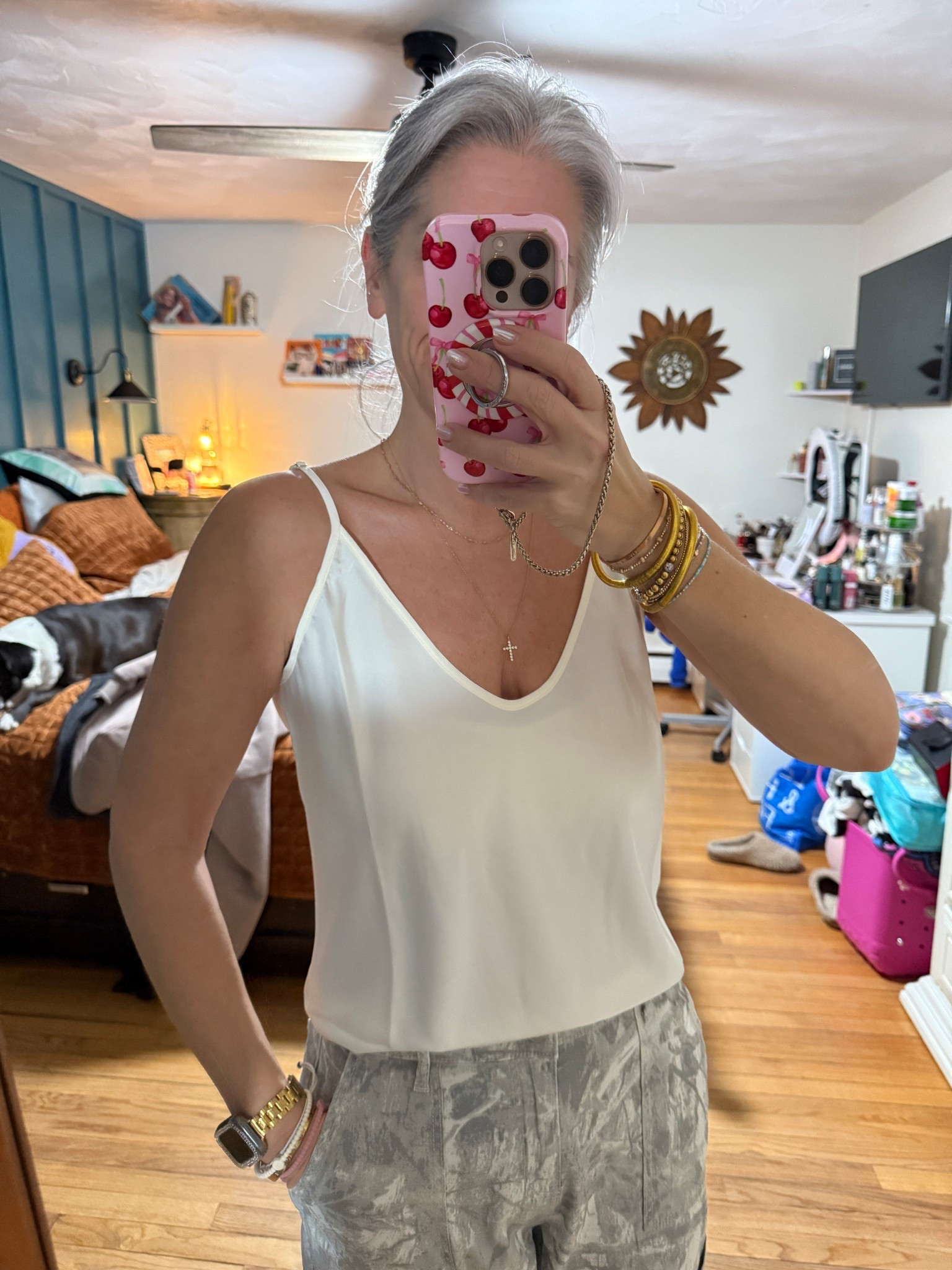 This is a stunning silk top!
Wearing a small 

#LTKootd #LTKOver40