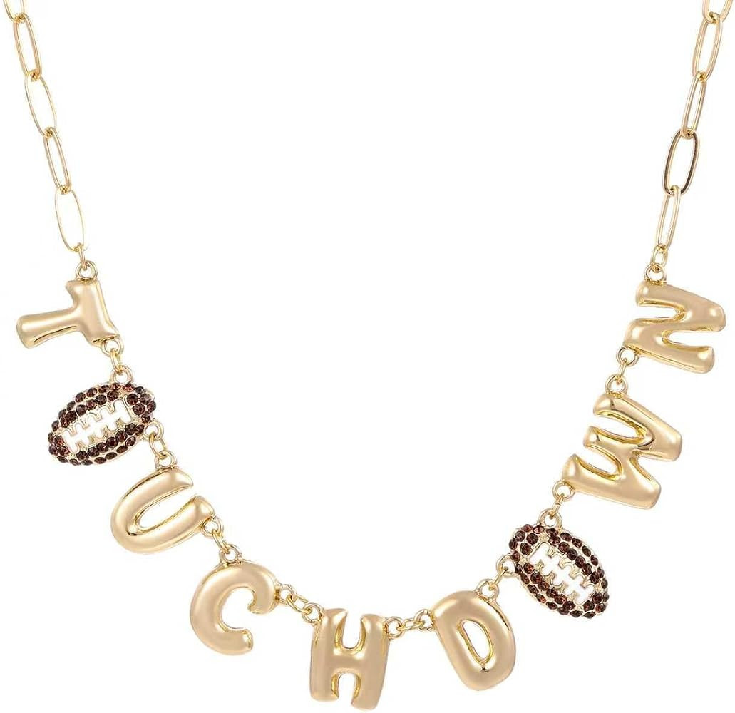 Football Touch Down Multi Charms Necklace for Women Game Day Jewelry Gift | Amazon (US)