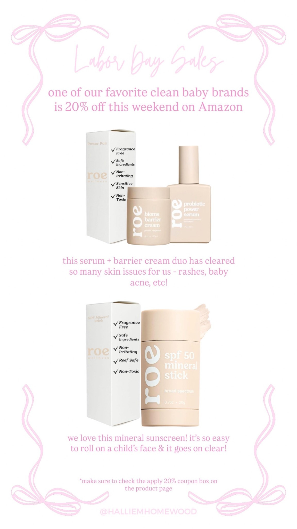 One of our favorite clean baby brands Roe Wellness is 20% off this weekend on Amazon!

#LTKSaleAlert #LTKBaby #LTKKids